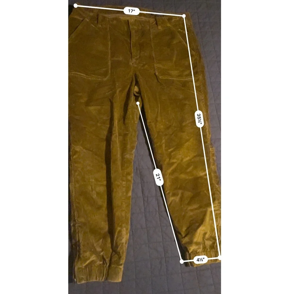 Banana Republic Mustard Gold Corduroy Utility Jogger Pants Size 18 Ankle Zip‎